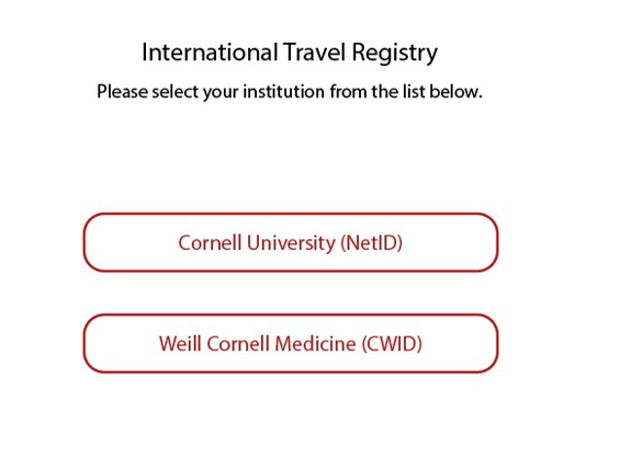 Travel Registry Login Buttons